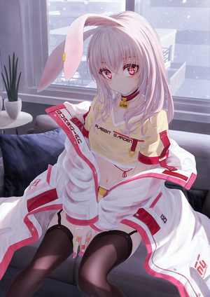 Anime girl with bunny ears and red eyes