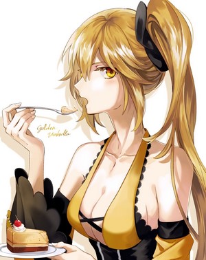 Anime girl eating cake from Forever 7th Capital
