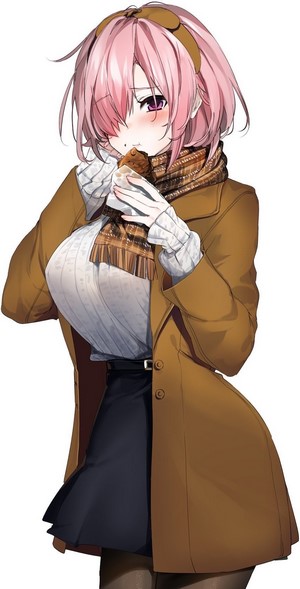 Mash Kyrielight from Fate Series eating a pastry