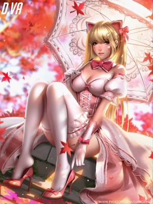 D.Va in Elegant Pink Dress Overwatch Art