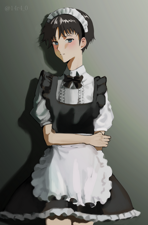 Ikari Shinji Maid Outfit Anime Fan Art