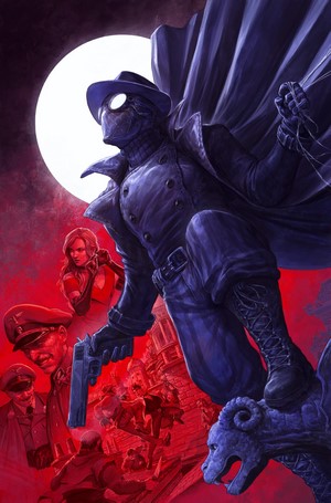 Spider-Man Noir and allies in a dramatic scene