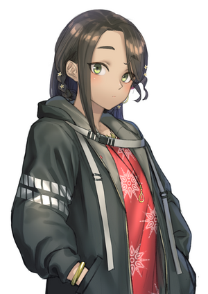 Nijisanji Anime Girl with Dark Hair and Green Eyes