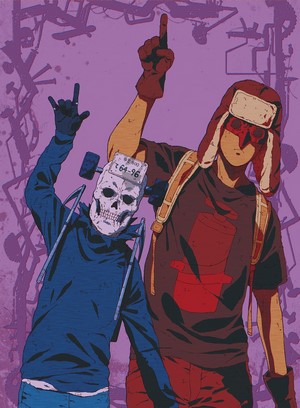 Two characters from Dorohedoro with masks