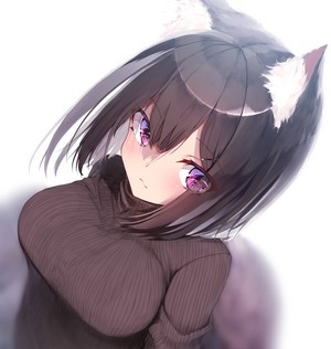 Anime girl with dark hair and animal ears