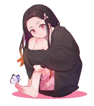 Kamado Nezuko with Butterfly and Multi-Colored Hair