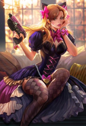 D.Va in Elegant Black and Pink Outfit