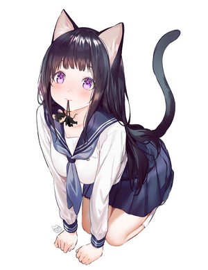 Chitanda Eru Cat Girl in School Uniform