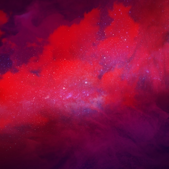Red and purple nebula with stars