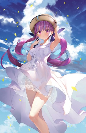 Minato Aqua in Flowing White Dress