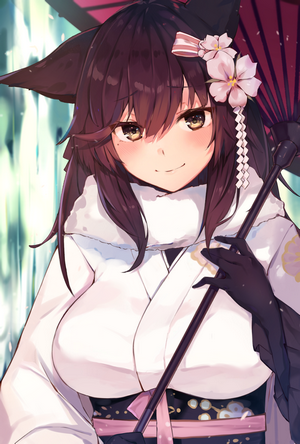 Atago from Azur Lane wearing a white kimono