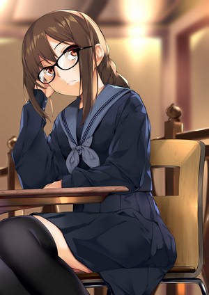 Consort Yu from Fate Series wearing glasses and school uniform