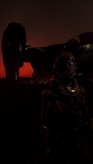 Star Citizen Cutlass Black spaceship and astronaut