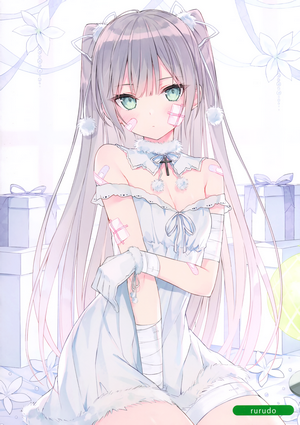 Anime girl with bandages and gifts