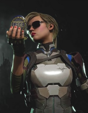 Cassie Cage from Mortal Kombat applying makeup
