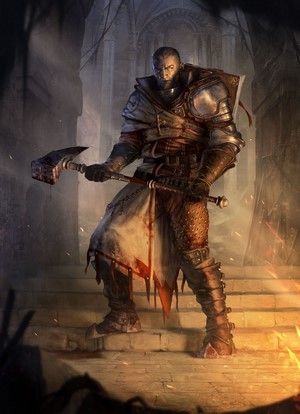 Warrior with hammer in armor