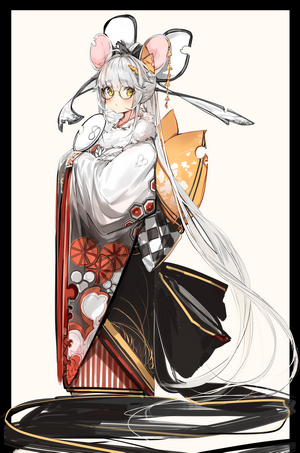 Anime girl with mouse ears and kimono