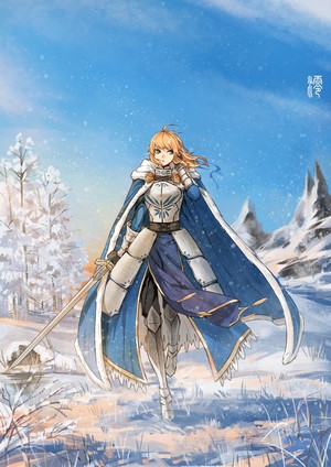 Saber Arturia Pendragon from Fate/Stay Night in snow