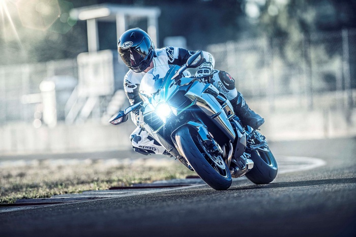 Kawasaki Ninja H2 motorcycle on a track