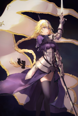 Jeanne d'Arc from Fate/Apocrypha holding a sword and banner