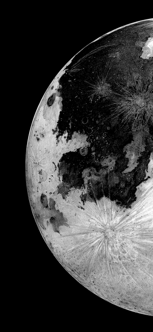 Close-up monochrome view of the Moon's surface