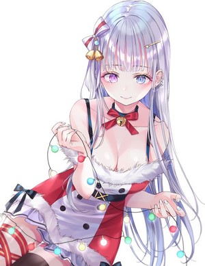 Anime girl in Christmas outfit with lights