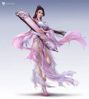 Fantasy girl with musical instrument by 3Q Studio