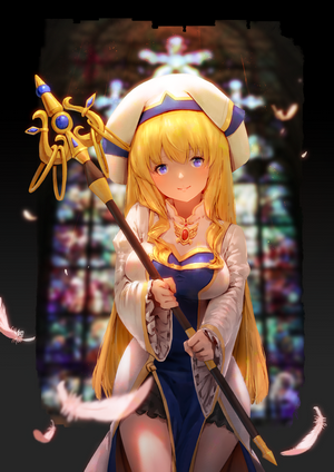 Priestess from Goblin Slayer holding a staff