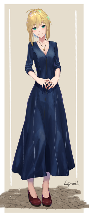Arturia Pendragon from Fate Series in a blue dress