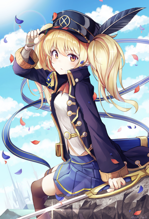 Anime girl in military uniform with sword