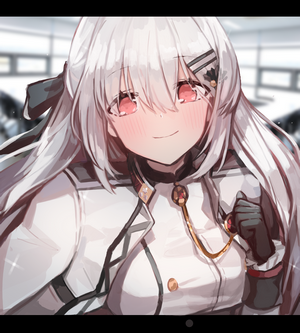Anime girl with white hair and red eyes