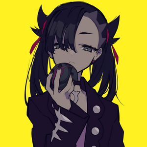 Marnie from Pokémon holding a Poké Ball