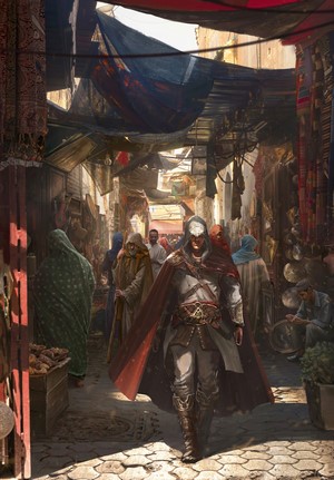 Assassin from Assassin's Creed in a marketplace