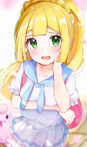 Lillie with Green Eyes and Blond Hair Pokemon Sun&Moon