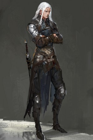 Fantasy Warrior with Silver Hair in Armor