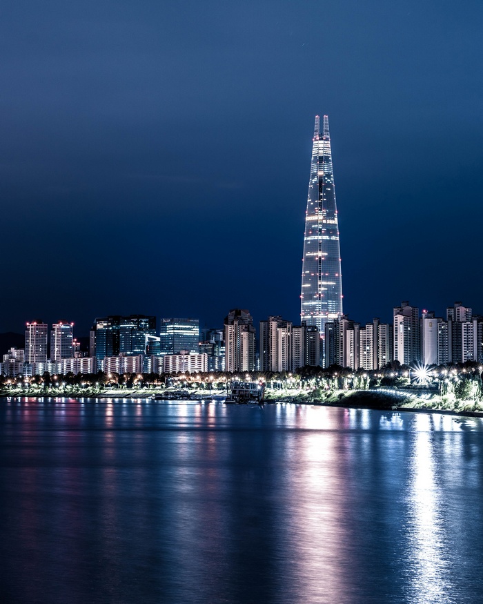 Cityscape with Lotte World Tower at Night