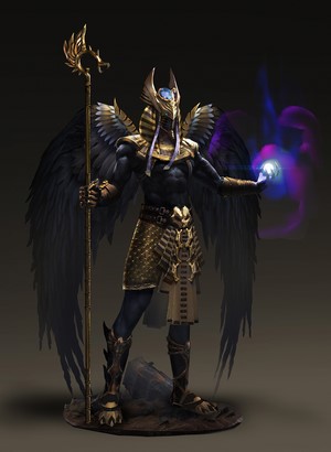 Horus Egyptian Deity with Wings and Golden Armor