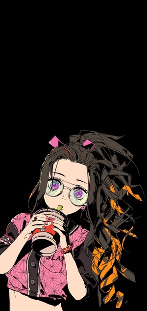 Nezuko Kamado drinking from a cup