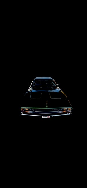 Black vintage car with chrome grille