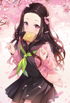 Kamado Nezuko from Kimetsu no Yaiba eating toast