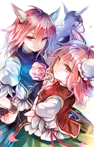 Anime girls with cat ears and horns