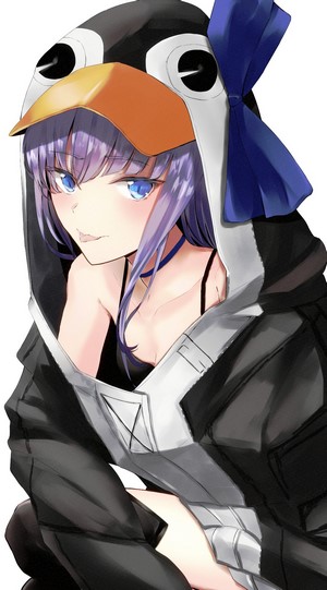 Anime girl in penguin hoodie
