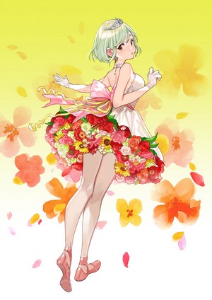 Anime girl in a flower dress with a tiara
