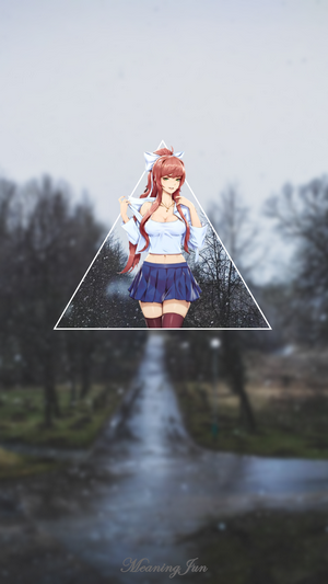 Monika from Doki Doki Literature Club in a winter park