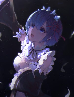 Rem Crying with Blue Hair from Re:Zero