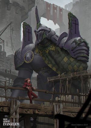 Asuka Langley Soryu and EVA Unit 01 from Neon Genesis Evangelion