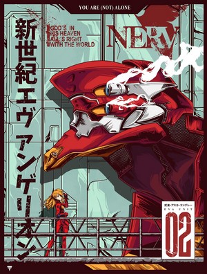 Asuka Langley Soryu with EVA Unit 02 in Neon Genesis Evangelion