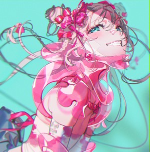 Anime Girl with Pink Hair and Blue Eyes