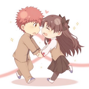 Shirou Emiya and Rin Tohsaka from Fate/Stay Night Chibi Fan Art