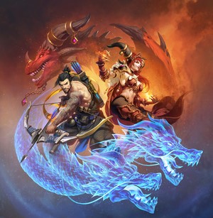 Hanzo and Alexstrasza with Dragons from Overwatch and Warcraft